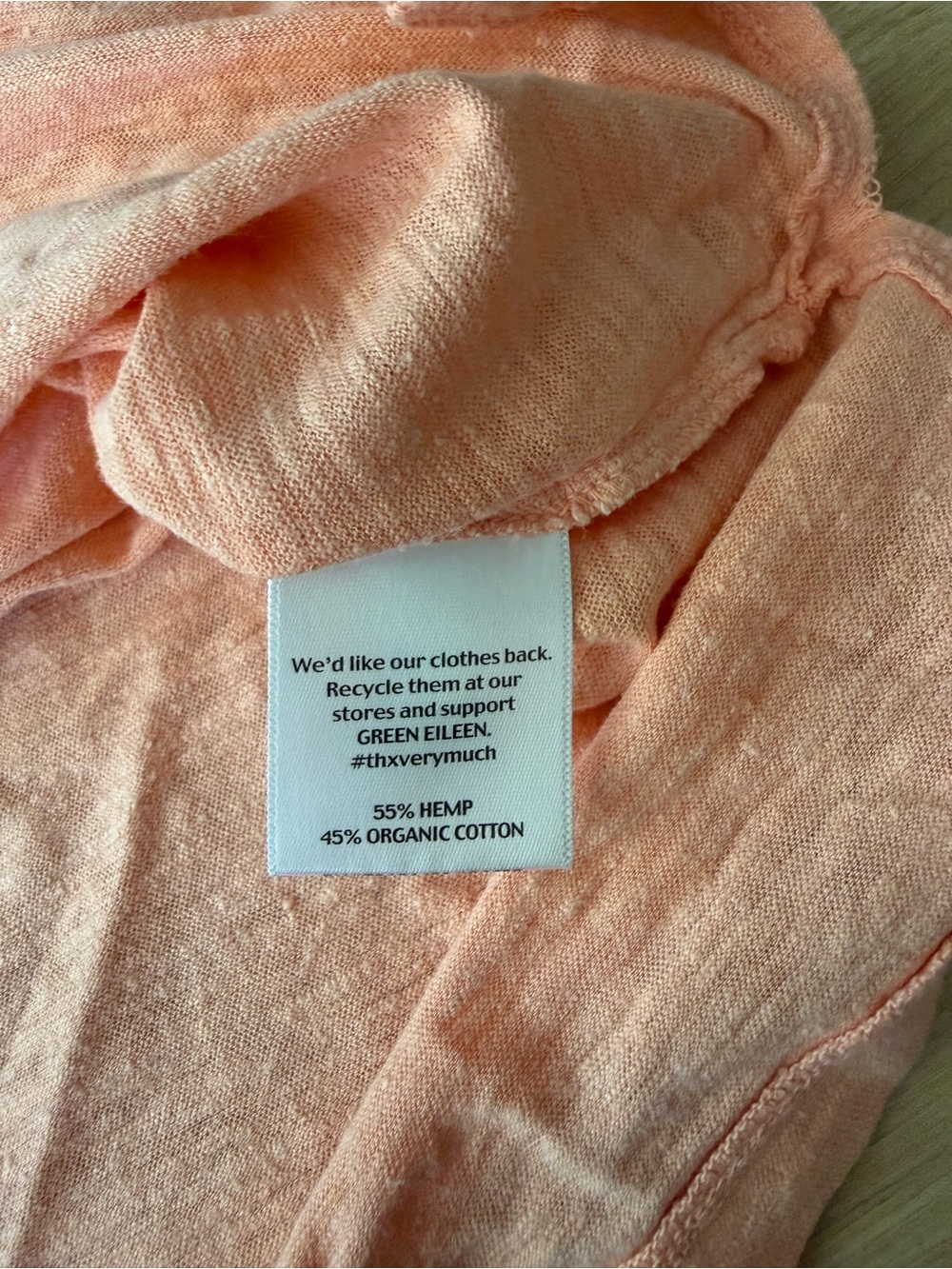 Eileen Fisher Peach Hemp Organic Cotton T Shirt M Boxy Relaxed Coastal Minimal - Picture 4 of 7
